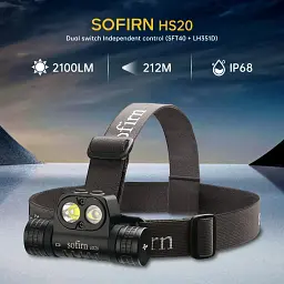 Налобний ліхтарик Sofirn HS20 акумуляторний світлодіодний ліхтар Black (19276) - мініатюра 6