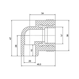 Кутник PPR Blue Ocean 20х1/2", 90° ВР SD00009983