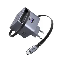 Зарядний пристрій Ugreen USB-C PD45W GaN + cable USB-C to USB-C retractable (65822) - мініатюра 1