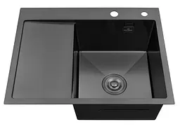 Кухонна мийка Kroner KRP Schwarze - 6350RHM PVD (3.0/1.0 мм) (CV031323) - мініатюра 2
