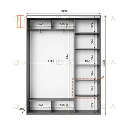 Шафа-купе Idea серія 1 180 x 45 x 240 см Венге темний - мініатюра 2