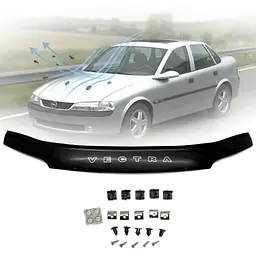 Дефлектор капоту мухобійка для Opel Vectra B 1996-2001 Євро Кріплення (Voron Glass) MO10996