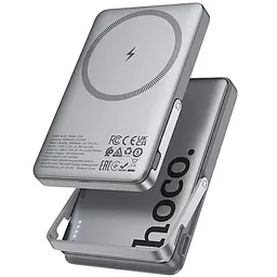 Портативне ЗП Power Bank Q36 Sunlight магнітне кріплення + тримач PD20W з БЗП 5000 mAh Metal Grey Hoco teh0029394