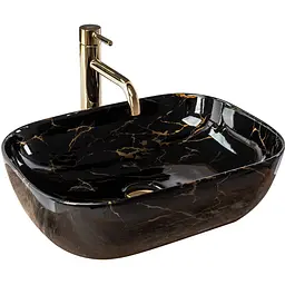Умивальник Rea Belinda black marble shiny накладний REA-U8907, Чорний