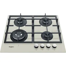 Whirlpool Варильна поверхня газова, 60см, чугун, конфорка з підвійним рядом полум'я, бежевий - мініатюра 5