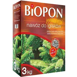 Добриво гранульоване Biopon для хвойних рослин осіннє 3 кг - мініатюра 2