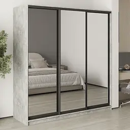 Шафа-купе тридверна MebelStar Стандарт BG 3 Дзеркала 200x60x210 см Бетон (MBS-8492)
