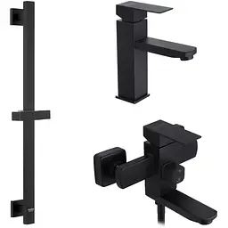 Душовий гарнітур Kroner Edelstahl Kubus - SCH060 + змішувач Edelstahl Kubus - SCH010 + штанга для душу Edelstahl Kubus - (CVS30161)