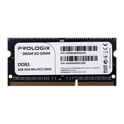 Оперативна пам'ять Prologix 8GB SODIMM DDR3 1600MHz (PRO8GB1600D3S)