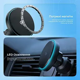 Автомобільний тримач з Бездротовим ЗП Proove Light Circle Qi2 15W - мініатюра 5