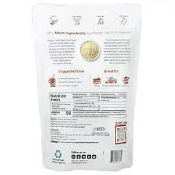Лецитин Organic Sunflower Lecithin Powder 454 грам Micro Ingredients vit0005552 - мініатюра 2
