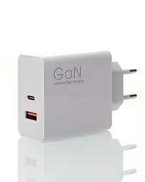 Зарядний пристрій - блок адаптер GaN (1 PD 67W + 1 QC3.0) (MDY-12E-EF) тех. пак білий