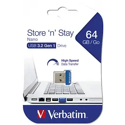USB флеш накопичувач Verbatim 64GB Store 'n' Stay NANO Blue USB 3.2 (98711) - мініатюра 5