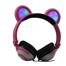 Навушники Linx Bear Ear Headphone з ведмежими вушками LED підсвічування 350 mAh Рожевий (SUN1862) - мініатюра 4