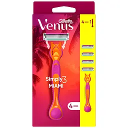 Станок для гоління Gillette Venus Simply 3 Miami жіночий з 4 змінними картриджами - мініатюра 2