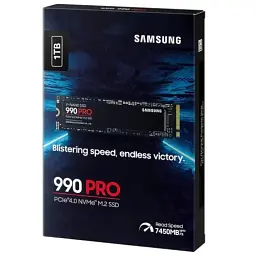 Твердотільний накопичувач SSD 1Tb, Samsung 990 Pro, PCI-E 4.0 x4, M.2 2280, MLC 3-bit V-NAND, 7450/6900 МБ/с (MZ-V9P1T0BW) - мініатюра 2