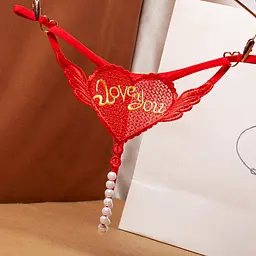 Трусики з намистинами Love you One size червоні