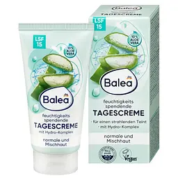 Зволожуючий денний крем Balea Алое Вера 10% SPF 15 для нормальної та комбінованої шкіри 50 мл