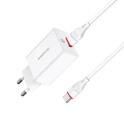 МЗП Borofone BA21A Long journey QC3.0 3A (1USB-A) + кабель USB to Type-C Білий - мініатюра 2
