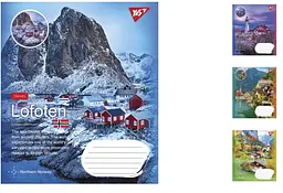 
Зошити учнівські 18 аркушів клітинка. YES Northern travel, 25 шт. в упаковці