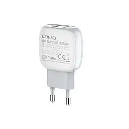 Комплект блок і кабель LDNIO Type-C to Lightning Cable A2313C 1USB і 1Type-C білий