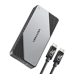 Зовнішній корпус M.2 NVMe SSD Vention USB-C USB 4.0 до 40 Гбіт/с SSD до 8 ТБ формати 2230/2242/2260/2280 ключі B&M Key та M Key вентилятор з авторегулюванням швидкості Thunderbolt 3/4 Windows Linux Mac OS Android iOS монтаж без інструментів UASP TRIM SMART сон через 5 хв алюмінієвий сплав кабель USB 4.0 USB-C ↔ USB-C 0,3 м і силіконова термопрокладка в комплекті сріблясто-сірий із темно-сірими акцентами (KPZH0)