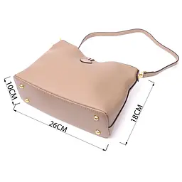 Сумка жіноча із застібкою-ґудзиком з натуральної шкіри Vintage 22320 бежева - мініатюра 5