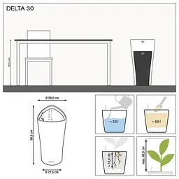 Вазон Lechuza Delta, 8 л, білий (15500) - мініатюра 4