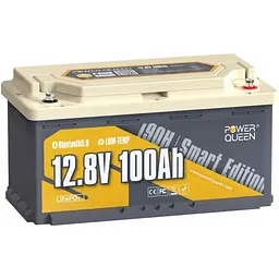 Акумулятор Power Queen LiFePO4 12V [12.8V/100Ah/1280Wh] [P12V100-RV190-BT-4-AC150] [157272]