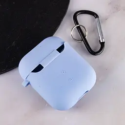 Силіконовий футляр з мікрофіброю для навушників Airpods 1/2 Блакитний / Lilac Blue - мініатюра 4