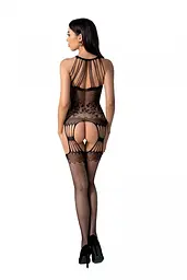 Бодістокінг з безліччю бретелей Passion BS095 One Size, black, імітація пояса та панчіх, з доступом - мініатюра 2