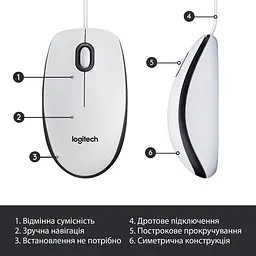 Мишка Logitech M100 WHITE 910-006764 - мініатюра 5