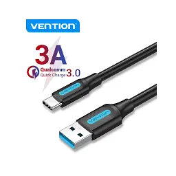 Дата кабель USB 3.0 AM to USB-C 1.5m black Vention (COZBG) - мініатюра 3