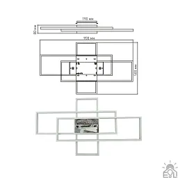 Керована світлодіодна люстра SVEN 123W 3S SMART 900x500x80-WHITE-220-IP20 ESLLSE - мініатюра 9