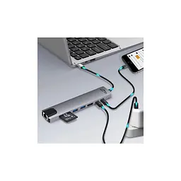 Концентратор Media-Tech USB-C 8-in-1 HDMI 4K/2xUSB-A/2xUSB-C/RJ45/SD/TF/PD 100W USB3.1 (MT5046) - мініатюра 6