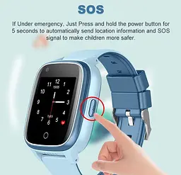 Дитячий годинник телефон Lemfo S34 з 4G сім картою, GPS відстеженням, прослуховуванням, датчиком зняття з руки та кнопкою SOS Чорний - мініатюра 9