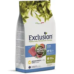 Сухий корм для дорослих собак середніх порід Exclusion Noble Grain Adult Tuna Medium Breed, з тунцем, 3 кг - мініатюра 2