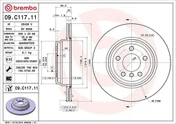 Диск гальмівний вентильований Bmw 3, 4 11-25р Brembo (09.C117.11)