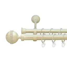 Карниз Orvit Авея металевий дворядний відкритий гладка труба кільце металеве Біле Золото 25\19 мм 200 см (6951180)