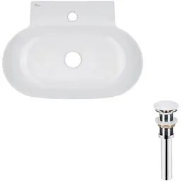 Комплект Qtap Cardinal: Раковина підвісна / накладна овальна 565х400х130 мм White + Донний клапан PU02 (QT0411K177WN47330)