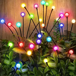 Сонячний ліхтар для саду 70см 6 LED / Садовий світильник Світлячок різнобарвний 2шт - мініатюра 4
