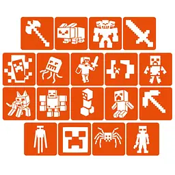 Набір трафаретів для біо-тату "Minecraft" Fresh Tattoo Minecraft-5x5-18, 18 трафаретів