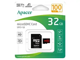 Карта пам'яті Apacer MicroSDHC UHS-I Class 10 + SD adapter 32 GB (AP32GMCSH10UB-R) - мініатюра 2
