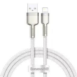 Кабель Baseus Cafule Metal USB-Lightning, 2.4A, 1м Білий (6953156202252)