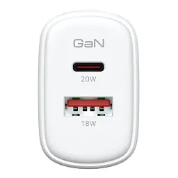 Зарядний пристрій Armorstandart 1xUSB-C + 1xUSB 20W GaN white (ARM89531) - мініатюра 2