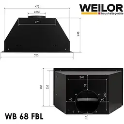 Витяжка вбудована Weilor WB 68 FBL - мініатюра 10