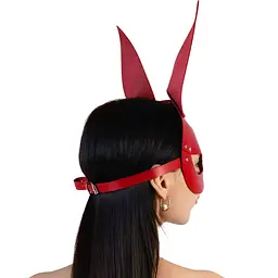 Шкіряна маска Зайчика Art of Sex - Bunny mask, колір Червоний - мініатюра 2