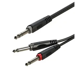 Готовый аудио кабель Jack 6,3 Stereo — 2xJack 6,3 mono Roxtone SAY-C100-L2 2м - мініатюра 1