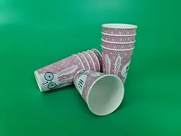 Одноразові паперові гофровані склянки для кави 340 мл "Зайці рожеві 20 шт/уп. - мініатюра 5