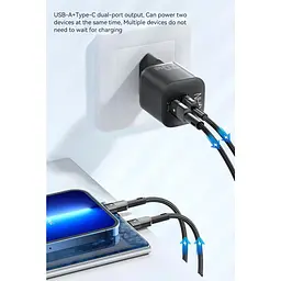 Зарядний пристрій Essager GaN mini Type C PD + USB QC3.0 20W - мініатюра 9